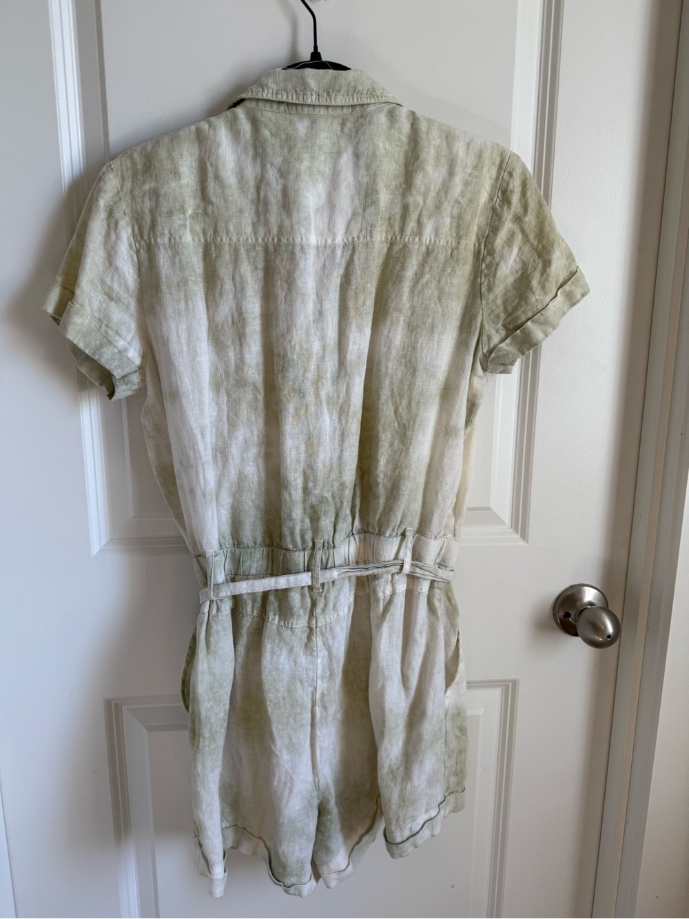 Cloth & Stone 100% Linen Button Front Belted Short Sleeve Romper Size Small - Picture 5 of 5